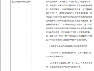 云之龍海上光伏與風電項目對漁業資源影響研究服務競爭性磋商公告
