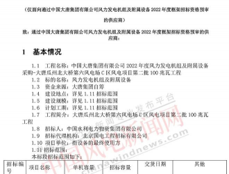 大唐1950MW風電項目開始招標！單機要求≥4MW