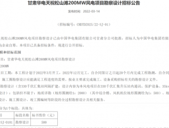 華電200MW風電項目勘察設計招標