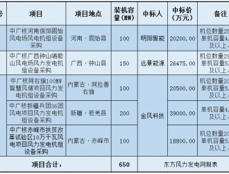 650MW！明陽、遠景、金風預中標中廣核風電機組采購！